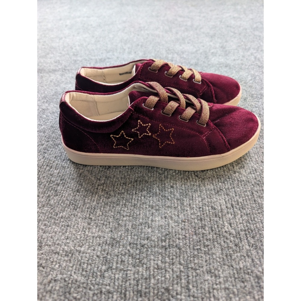 Revitalign Womens 8.5 Velvet Sneakers Burgundy Star Orthotic Comfort Shoes